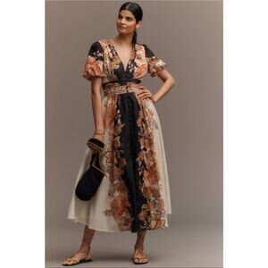 Anthropologie Katerina Button-Front Dress. 100% Cotton. Size L. Retails $178